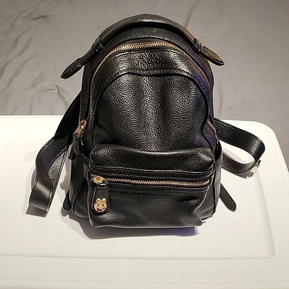Coach | Bags | Coach Campus 23 Black Leather Backpack With  display picture 3